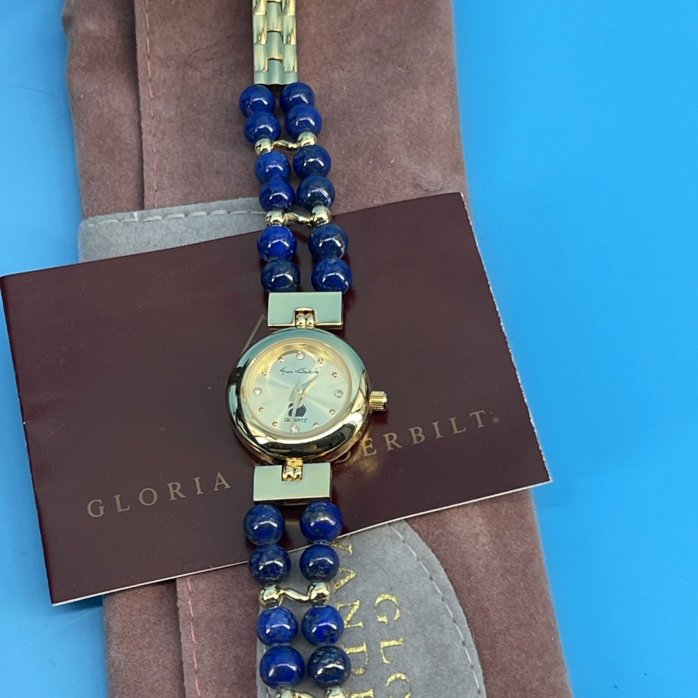 Gloria Vanderbilt Vintage Blue Lapis Bead Watch New Old Stock No Battery